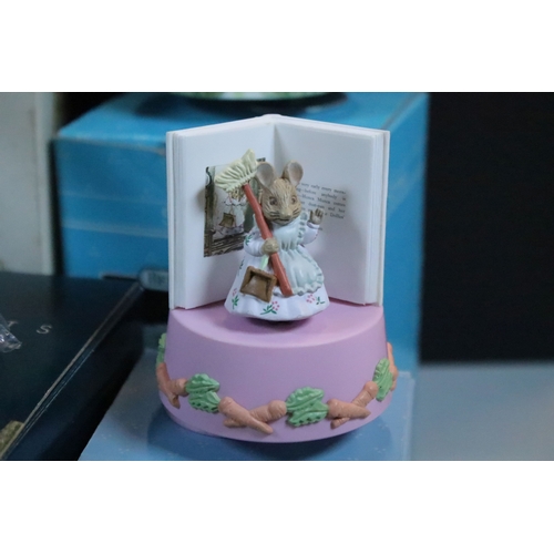 59 - Border Fine Arts figurines 'Peter Rabbit in the watering can', 'Peter in wheelbarrow' and 'Simpkin h... 