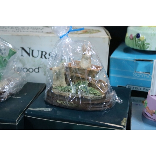 59 - Border Fine Arts figurines 'Peter Rabbit in the watering can', 'Peter in wheelbarrow' and 'Simpkin h... 