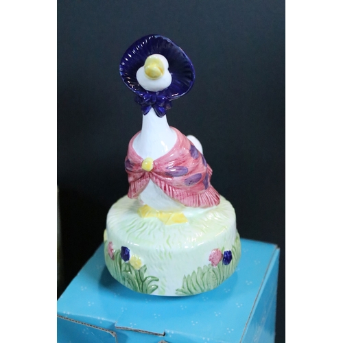 59 - Border Fine Arts figurines 'Peter Rabbit in the watering can', 'Peter in wheelbarrow' and 'Simpkin h... 