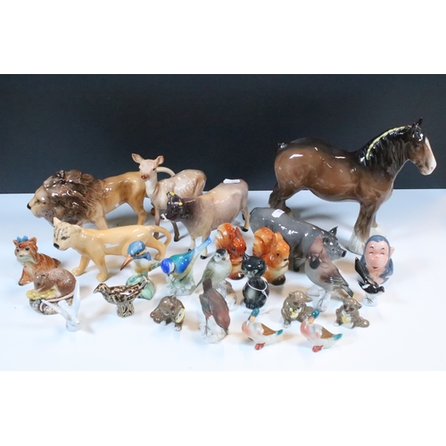 75 - Group of 20th century assorted ceramic animal and bird figurines to include Beswick and Goebel examp... 