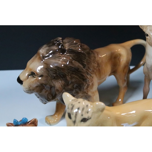 75 - Group of 20th century assorted ceramic animal and bird figurines to include Beswick and Goebel examp... 