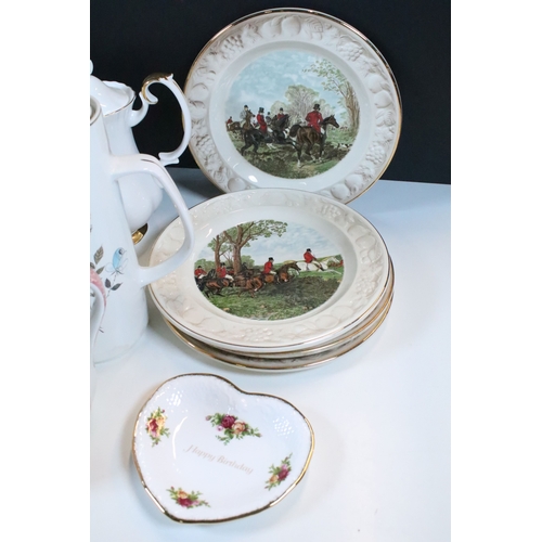 76 - Quantity of tea and coffee pots to include Royal Albert, Crown Devon, Wedgwood and Adams examples to... 