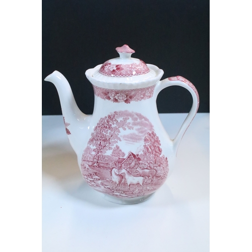 76 - Quantity of tea and coffee pots to include Royal Albert, Crown Devon, Wedgwood and Adams examples to... 