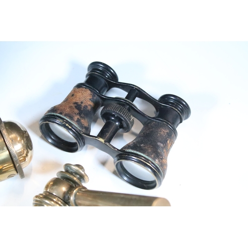 353 - Group of five sets of vintage binoculars together with brass pipe thermometer and another fixture fr... 