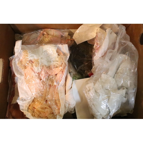 355 - 1930's Barbola mirror together with a range of doll's clothes, doll's house dresser, a set of vintag... 