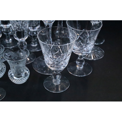 64 - Large collection of glassware to include red and white wine glasses, champagne flutes, tumblers, bra... 