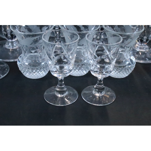 64 - Large collection of glassware to include red and white wine glasses, champagne flutes, tumblers, bra... 