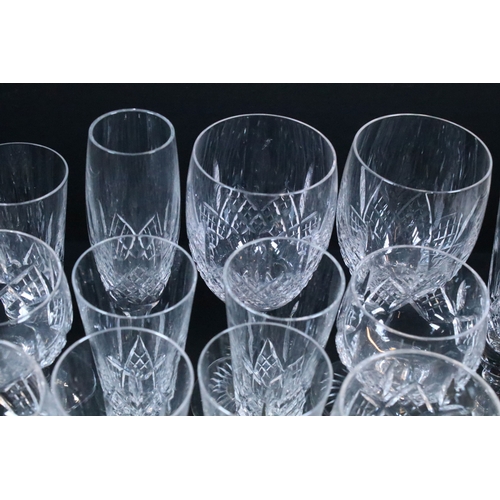 64 - Large collection of glassware to include red and white wine glasses, champagne flutes, tumblers, bra... 