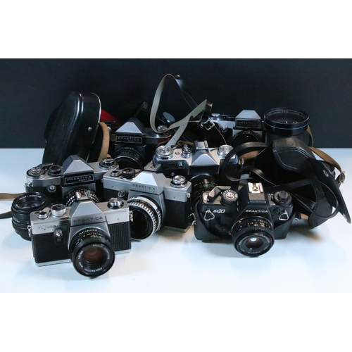 364 - Collection of analogue cameras to include mostly Soviet film era 35mm SLR examples, lenses and acces... 