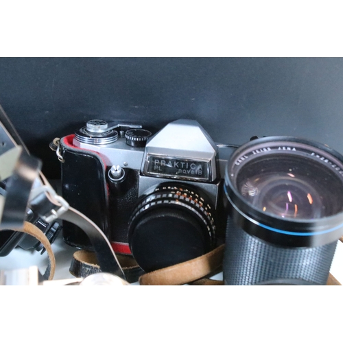 364 - Collection of analogue cameras to include mostly Soviet film era 35mm SLR examples, lenses and acces... 
