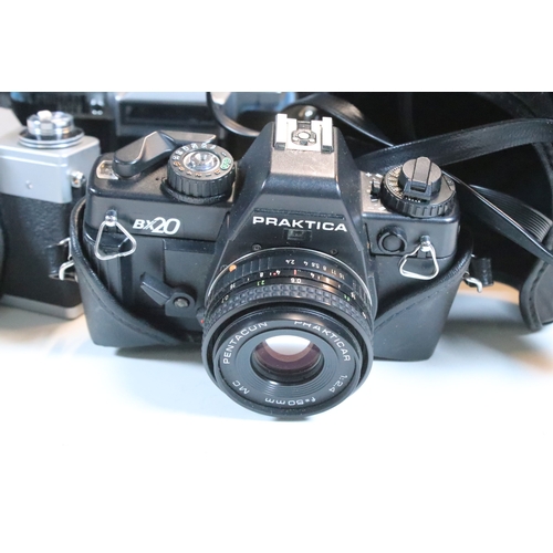364 - Collection of analogue cameras to include mostly Soviet film era 35mm SLR examples, lenses and acces... 