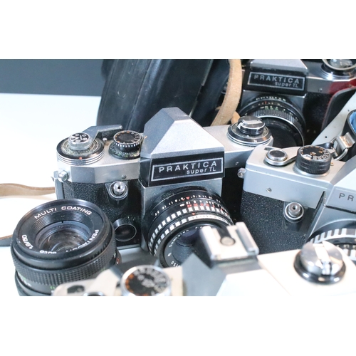 364 - Collection of analogue cameras to include mostly Soviet film era 35mm SLR examples, lenses and acces... 