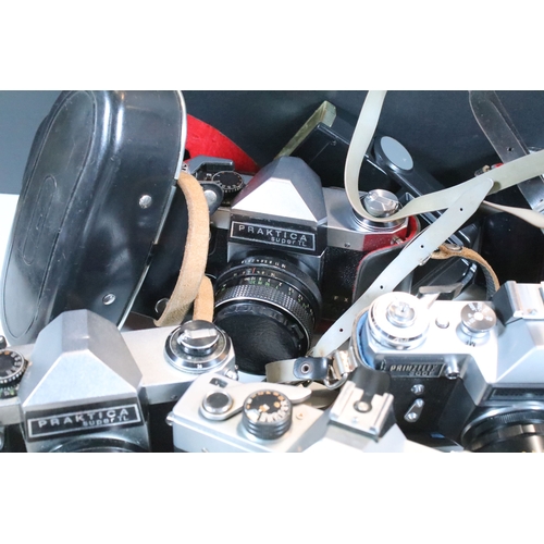 364 - Collection of analogue cameras to include mostly Soviet film era 35mm SLR examples, lenses and acces... 