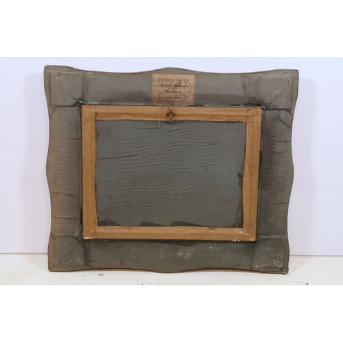 456 - Impressionist school, a busy beach view with figures and beach huts, 28.5 x 39.5cm, pierced gilt fra... 