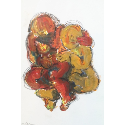 478 - Jacqueline Jacquier (French, 1930 - 2020), mother and child, oil, signed lower left, 52 x 42cm, fram... 