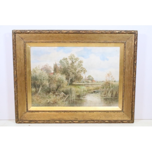 504 - Henry John Kinnaird (British, 1880 - 1920), 'The Backwater ******** on Thames' - rural landscape sce... 