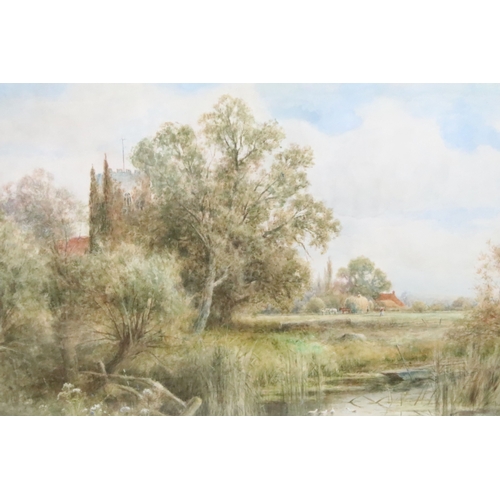 504 - Henry John Kinnaird (British, 1880 - 1920), 'The Backwater ******** on Thames' - rural landscape sce... 