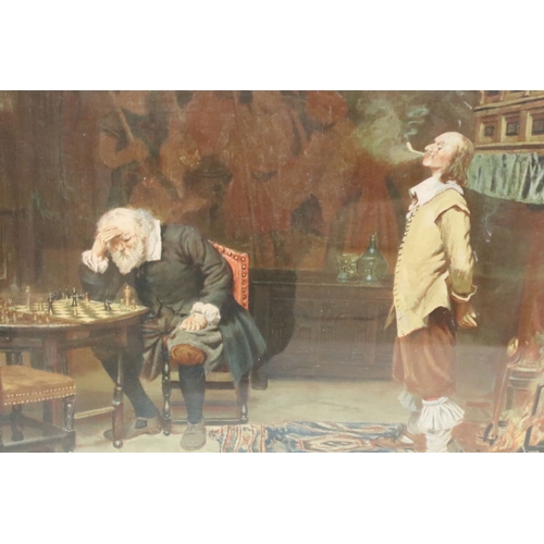 506 - 19th century English school, rural scene with cottages, figures and a horse and cart, oil, signed W ... 