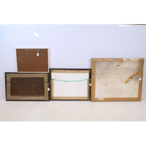 506 - 19th century English school, rural scene with cottages, figures and a horse and cart, oil, signed W ... 