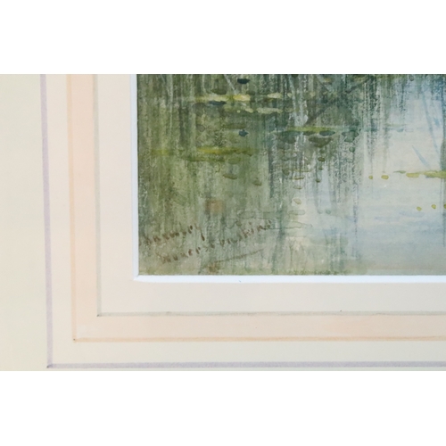 509 - Francis Joseph 'Wiggs' Kinnaird (British, 1875 - 1915), village scene figures on a path by a pond, w... 