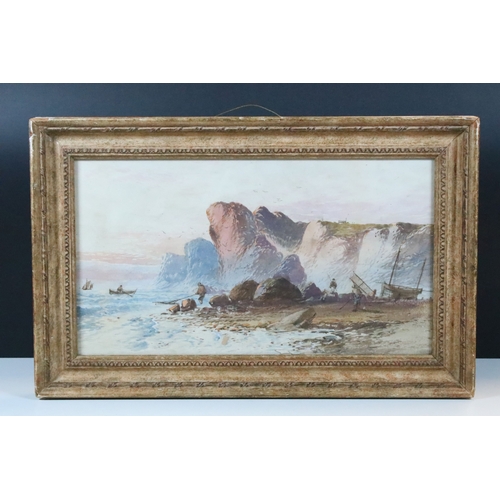 510 - Attributed to George Lennard Lewis (British, 1826 - 1913), coastal scene with fisherman bringing in ... 