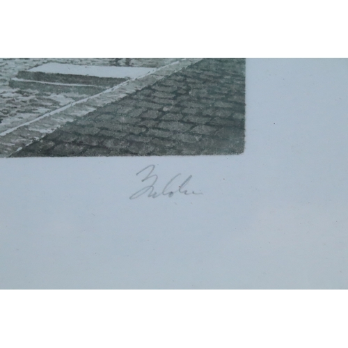 516 - 20th century Continental school, Venetian canal scene with a gondola station, limited edition etchin... 