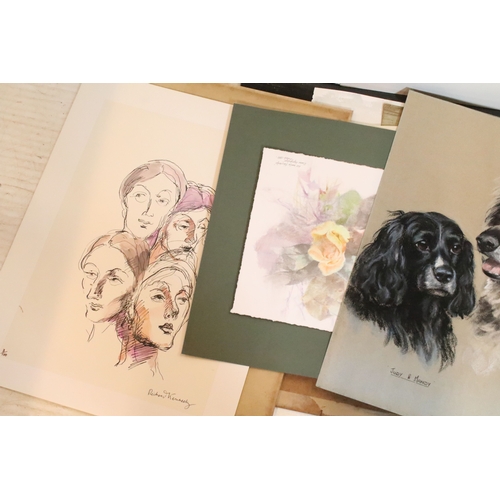 524 - Portfolio containing a large number of watercolours by various artists