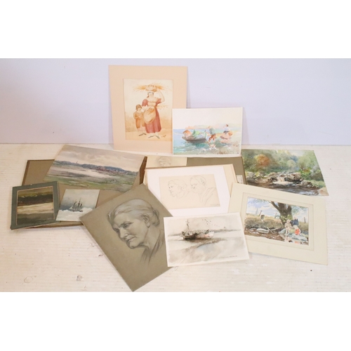 525 - Portfolio of watercolours by various artists, within 61 Silverdale 1900 folio