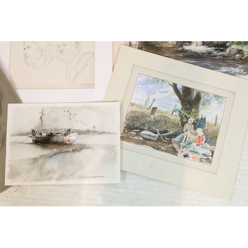 525 - Portfolio of watercolours by various artists, within 61 Silverdale 1900 folio