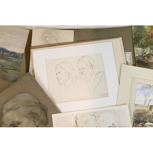 525 - Portfolio of watercolours by various artists, within 61 Silverdale 1900 folio