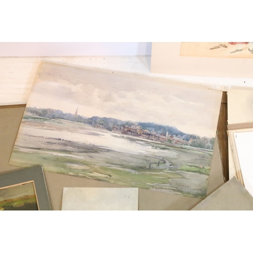 525 - Portfolio of watercolours by various artists, within 61 Silverdale 1900 folio