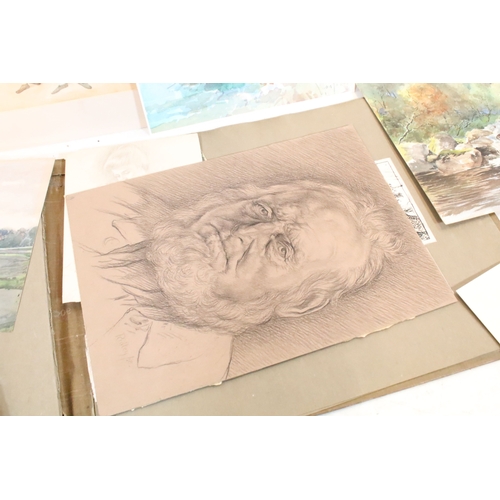 525 - Portfolio of watercolours by various artists, within 61 Silverdale 1900 folio