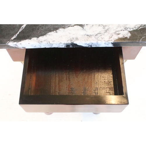 561 - Pair of 20th century mahogany pedestal bedside cabinets, in the Biedermier style, having marble tops... 