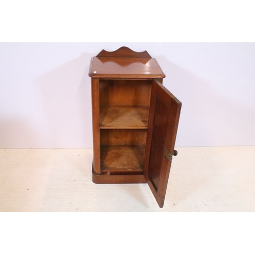 562 - 19th century mahogany pot cupboard, or bedside cabinet, having shaped back gallery, the door enclosi... 