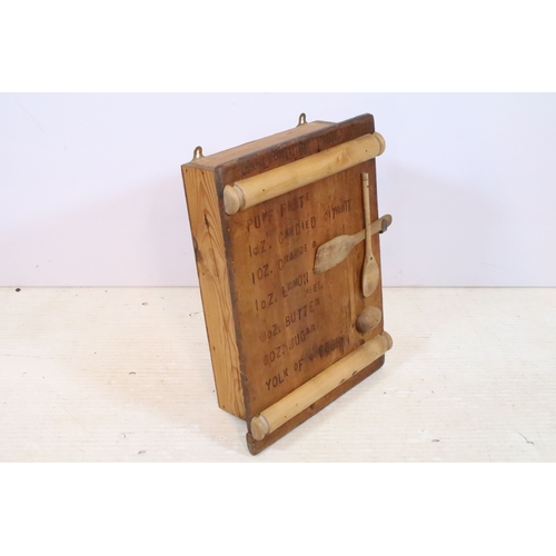 574 - Contemporary crafted cabinet, having impressed text of a 'Marlborough Pudding' recipe, W 40cm x D 15... 