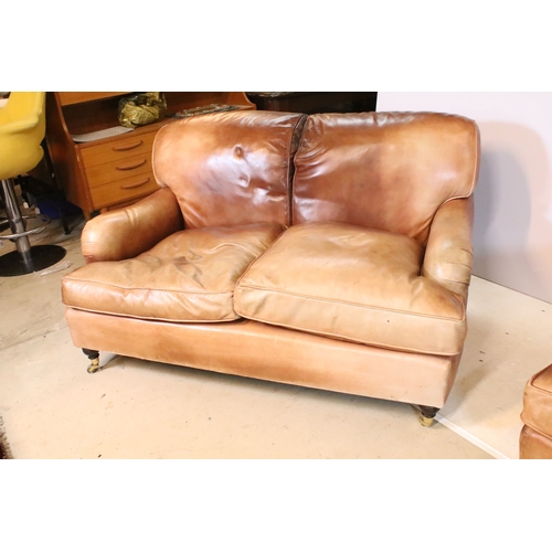 637 - 20th century leather three-piece suite, originally purchased from Leather Chairs of Bath, comprising... 