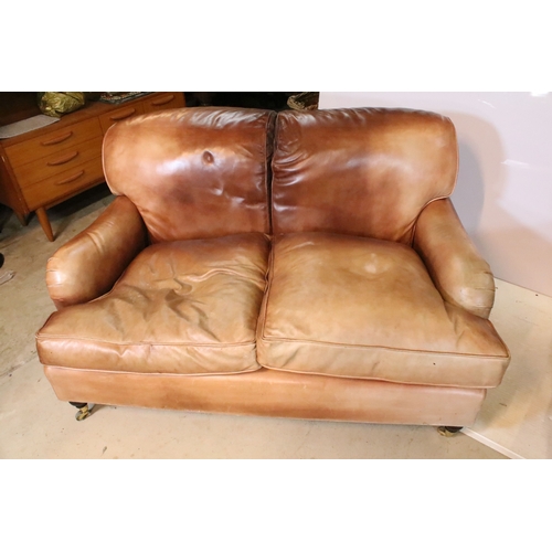 637 - 20th century leather three-piece suite, originally purchased from Leather Chairs of Bath, comprising... 