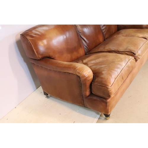 637 - 20th century leather three-piece suite, originally purchased from Leather Chairs of Bath, comprising... 