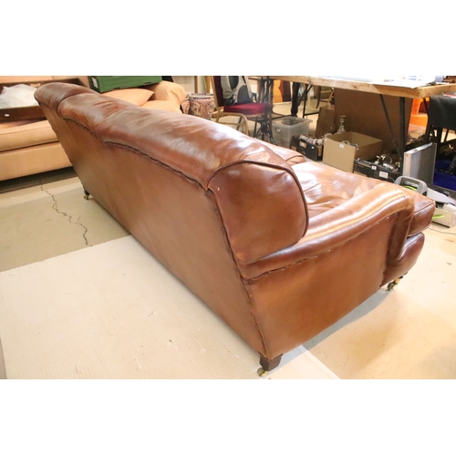 637 - 20th century leather three-piece suite, originally purchased from Leather Chairs of Bath, comprising... 