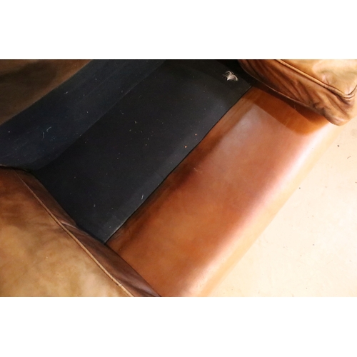 637 - 20th century leather three-piece suite, originally purchased from Leather Chairs of Bath, comprising... 