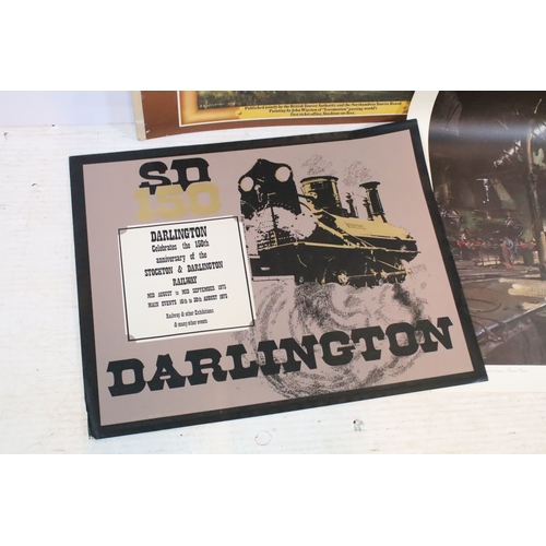 531 - Darlington 1975 Anniversary of the Stockton & Darlington Railway poster, 54.5 x 69.5cm, another Stoc... 