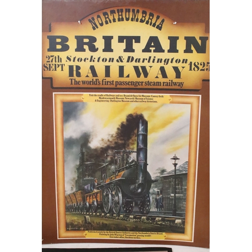531 - Darlington 1975 Anniversary of the Stockton & Darlington Railway poster, 54.5 x 69.5cm, another Stoc... 