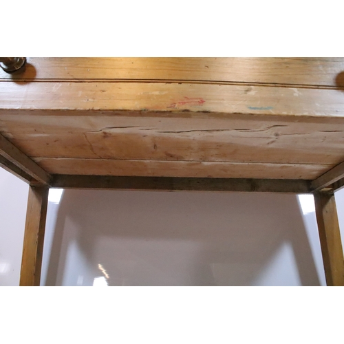 583 - Victorian pine wash-stand, having three-quarter galleried back over two frieze drawers, raised on sq... 