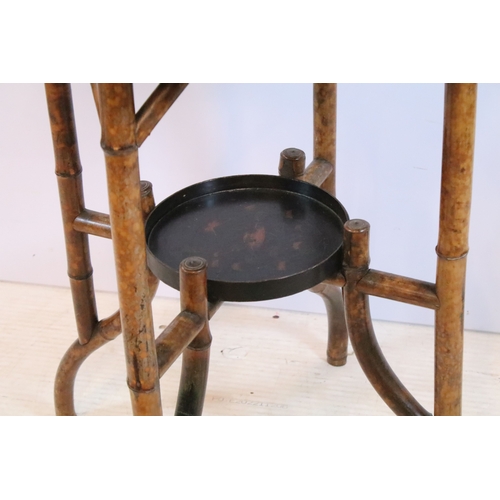 614 - Late 19th/early 20th century Chinoiserie table, having bamboo legs and painted lacquered octagonal t... 