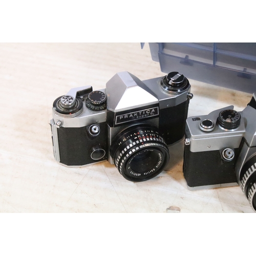364 - Collection of analogue cameras to include mostly Soviet film era 35mm SLR examples, lenses and acces... 