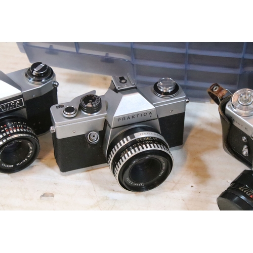 364 - Collection of analogue cameras to include mostly Soviet film era 35mm SLR examples, lenses and acces... 