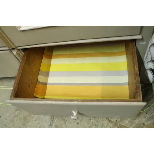 613 - Antique over-painted wardrobe, in the French style, having raised central pediment, above two doors ... 