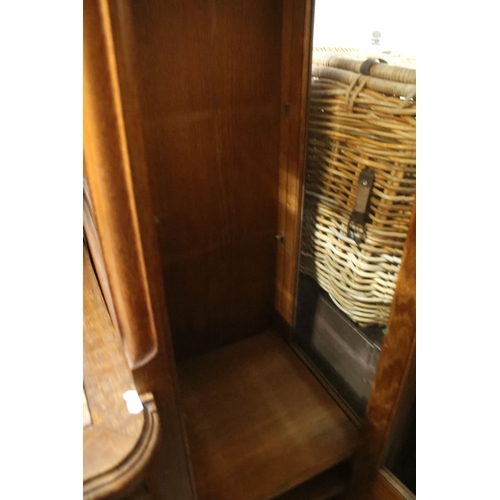 617 - Early 20th century oak chiffonier, having large mirror back with bevelled arched plate enclosed with... 