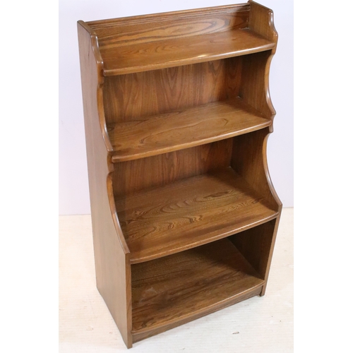 643 - Ercol 'Golden Dawn' open bookcase, having four open shelves, W 60cm x D 36cm x H 112cm
