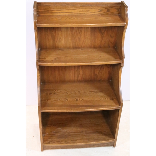 643 - Ercol 'Golden Dawn' open bookcase, having four open shelves, W 60cm x D 36cm x H 112cm